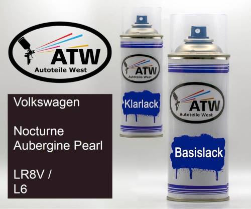 Volkswagen, Nocturne Aubergine Pearl, LR8V / L6: 400ml Sprühdose + 400ml Klarlack - Set, von ATW Autoteile West.